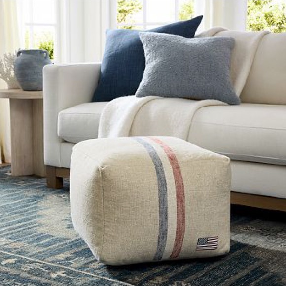 Pottery Barn Other - Pottery Barn Patriotic Striped Pouf BNWT So Neat!